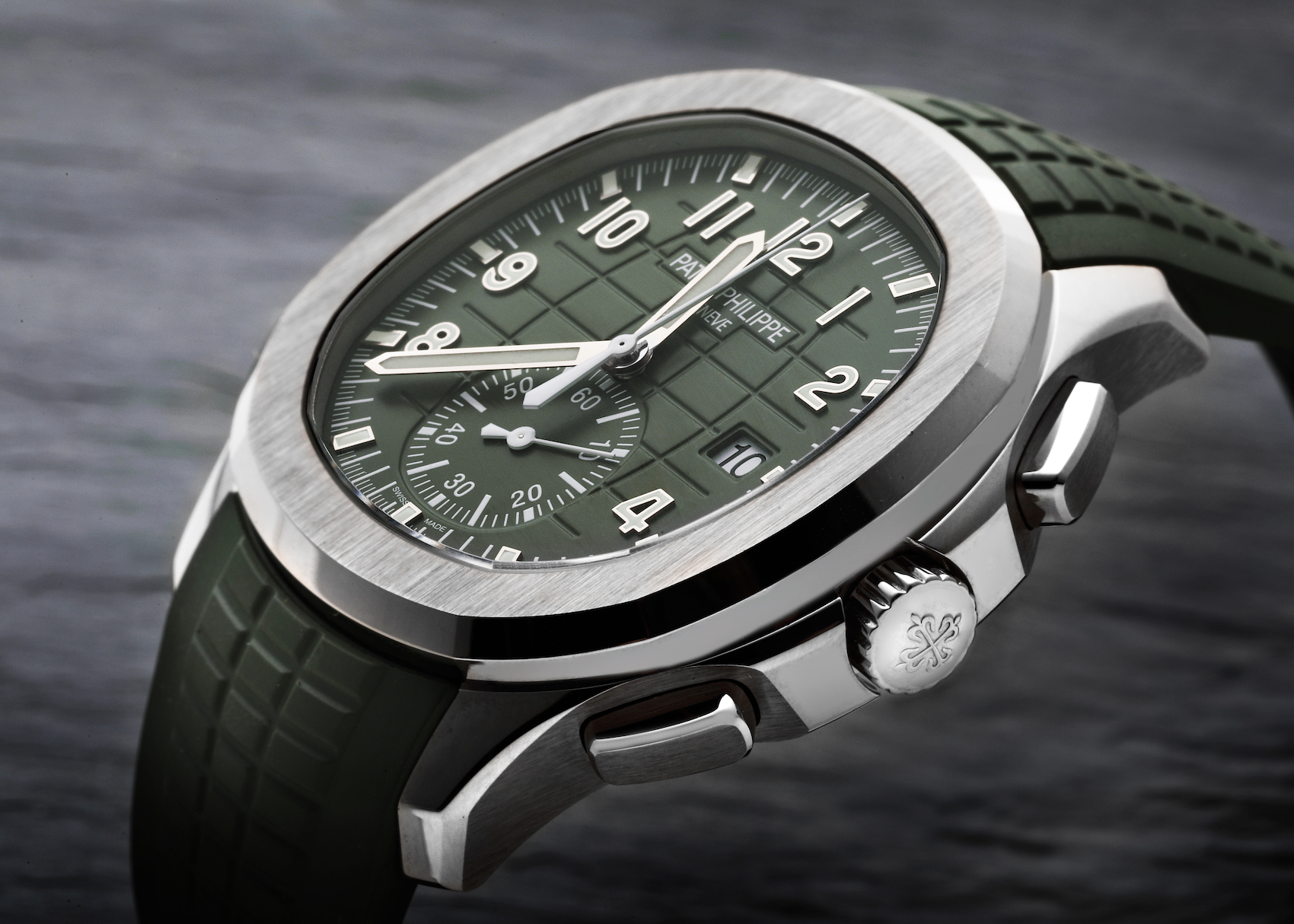 Patek Philippe Aquanaut White Gold Rubber Strap Mens Watch 5968G
