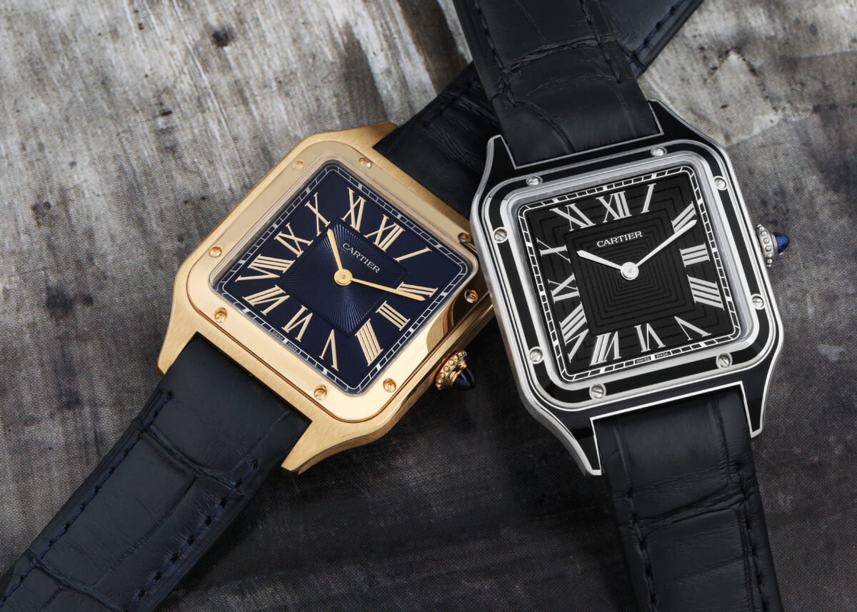 Cartier Santos Dumont in Yellow Gold and Steel Blue and Black Dials