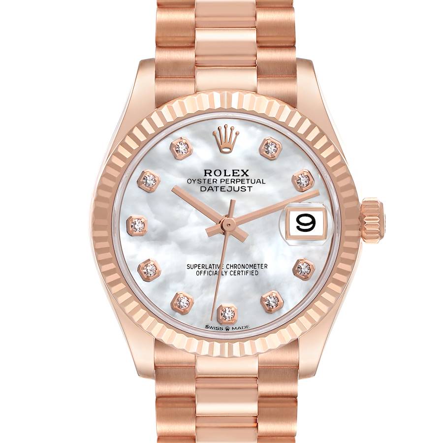 Rolex President Datejust Midsize Rose Gold Mother of Pearl Diamond Ladies Watch 278275