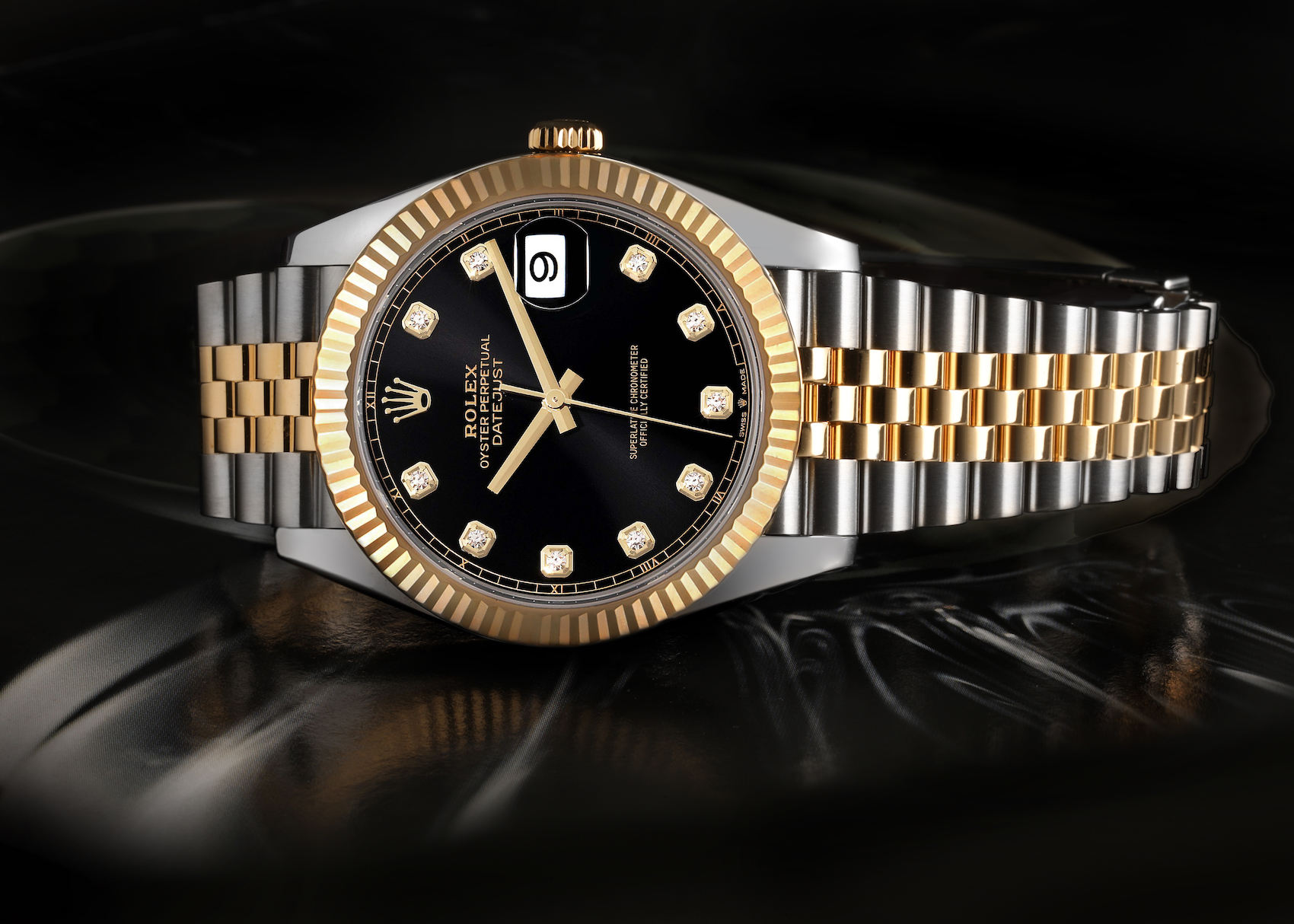 Rolex Datejust 41 Steel Yellow Gold Diamond Dial Mens Watch 126333