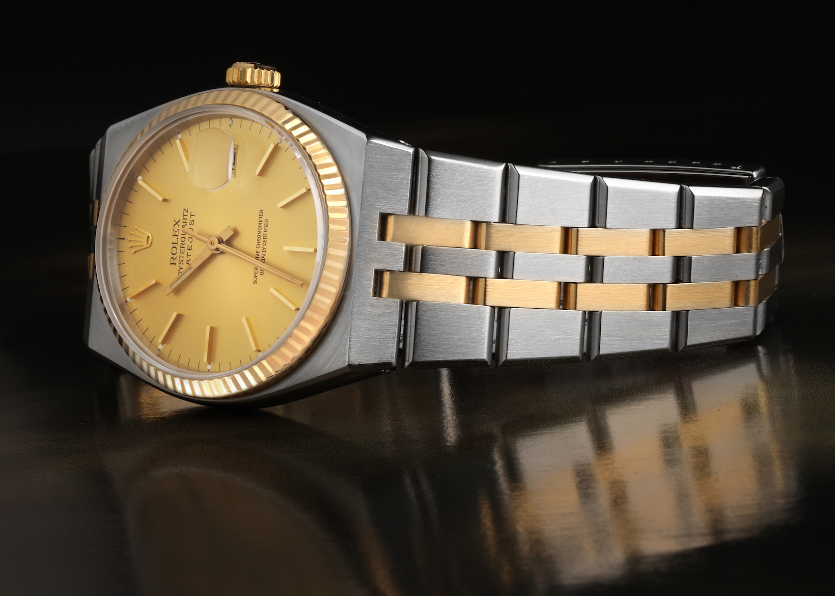 Rolex Oysterquartz Datejust Steel Yellow Gold Mens Watch 17013