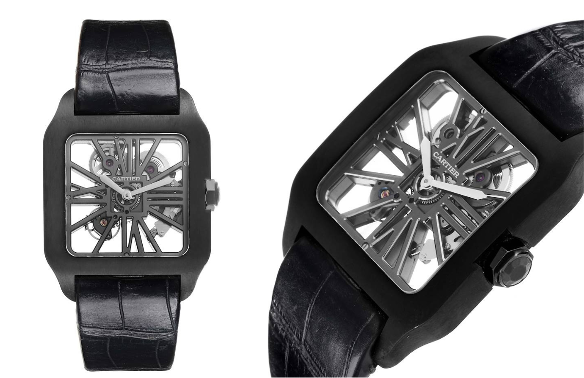 Cartier Santos Dumont Skeleton Dial Black Titanium Watch W2020052