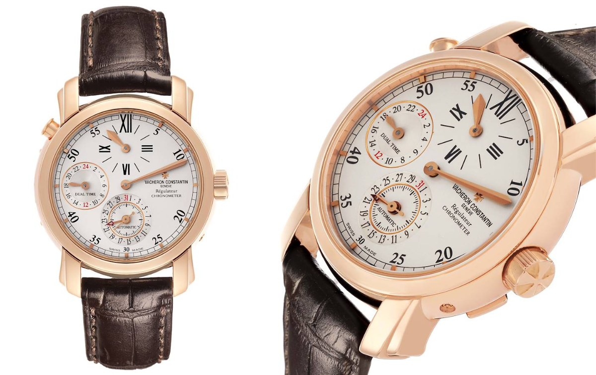 Vacheron Constantin Malte Dual Time Regulator Rose Gold Mens Watch 42005