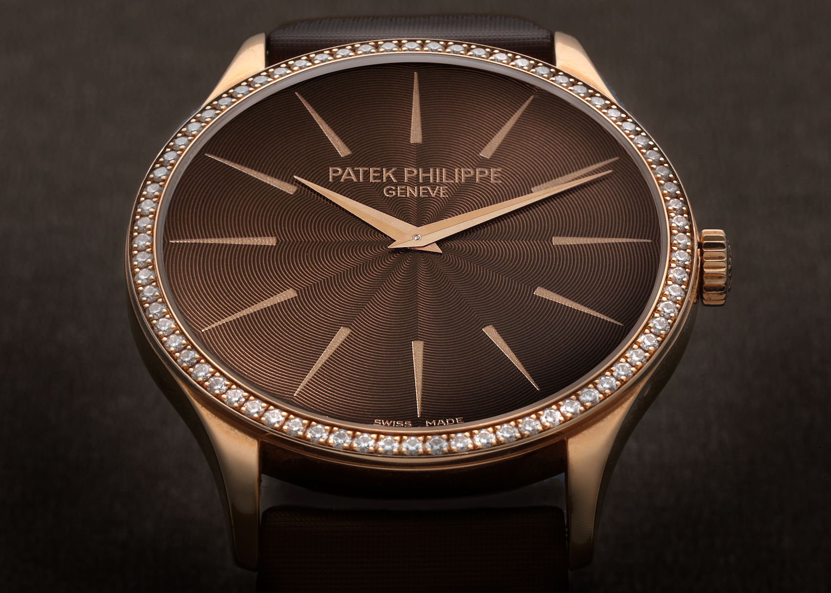 Patek Philippe Calatrava Rose Gold Brown Dial Diamond Ladies Watch 4897R