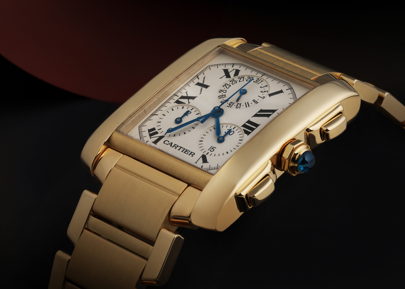 Cartier Tank Francaise Chronograph Yellow Gold Quartz Mens Watch W50005R2