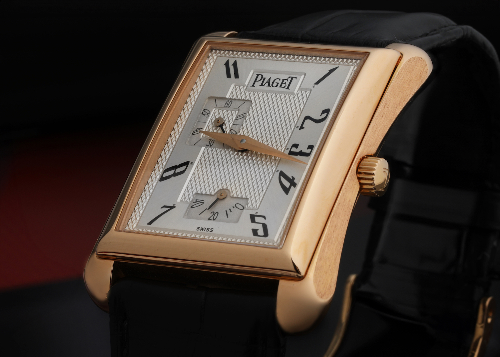 Piaget Black Tie Emperador Coussin Rose Gold Mens Watch G0A33070