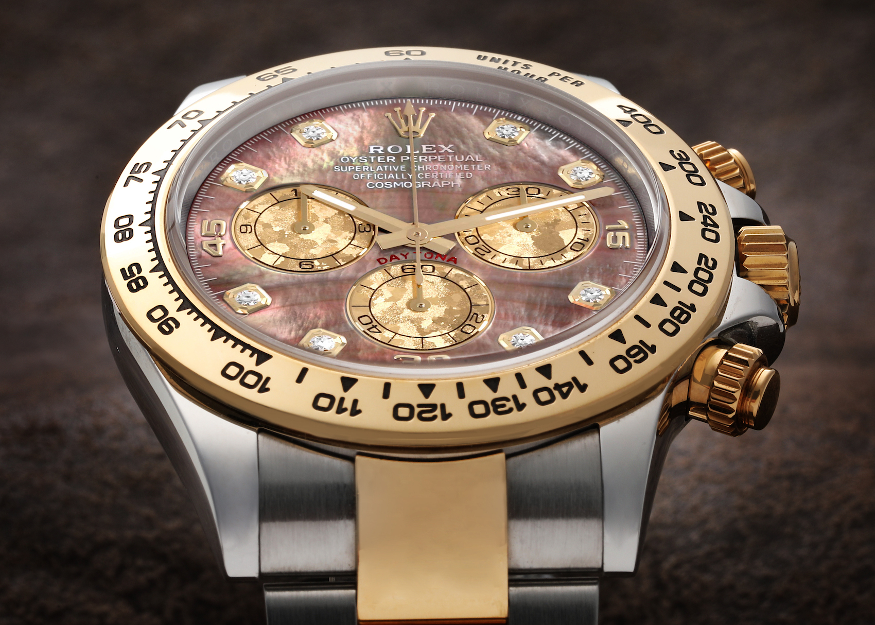 Rolex Daytona Steel Yellow Gold Mother Of Pearl Diamond Mens Watch 116503