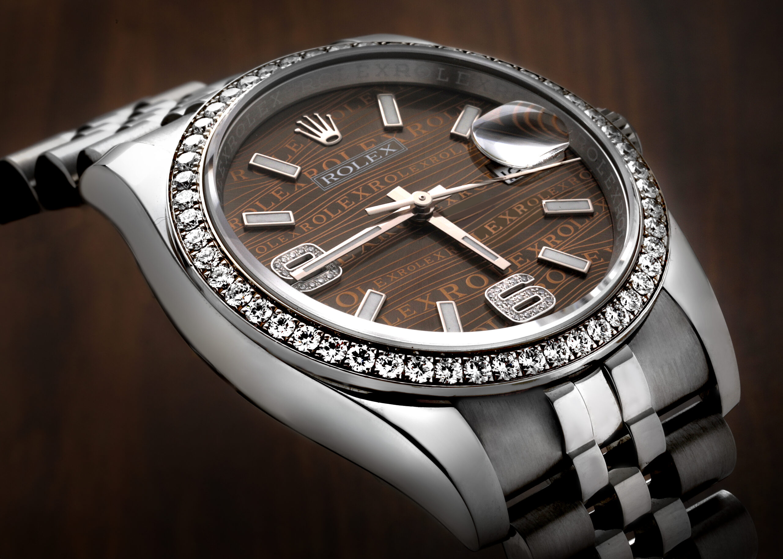 Rolex Datejust 36 Bronze Wave Dial Diamond Mens Watch 116244