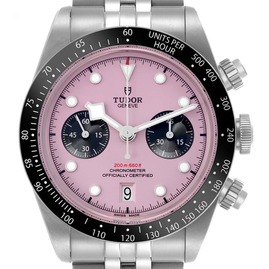 Tudor Black Bay Chronograph Pink Dial Steel Mens Watch 79360