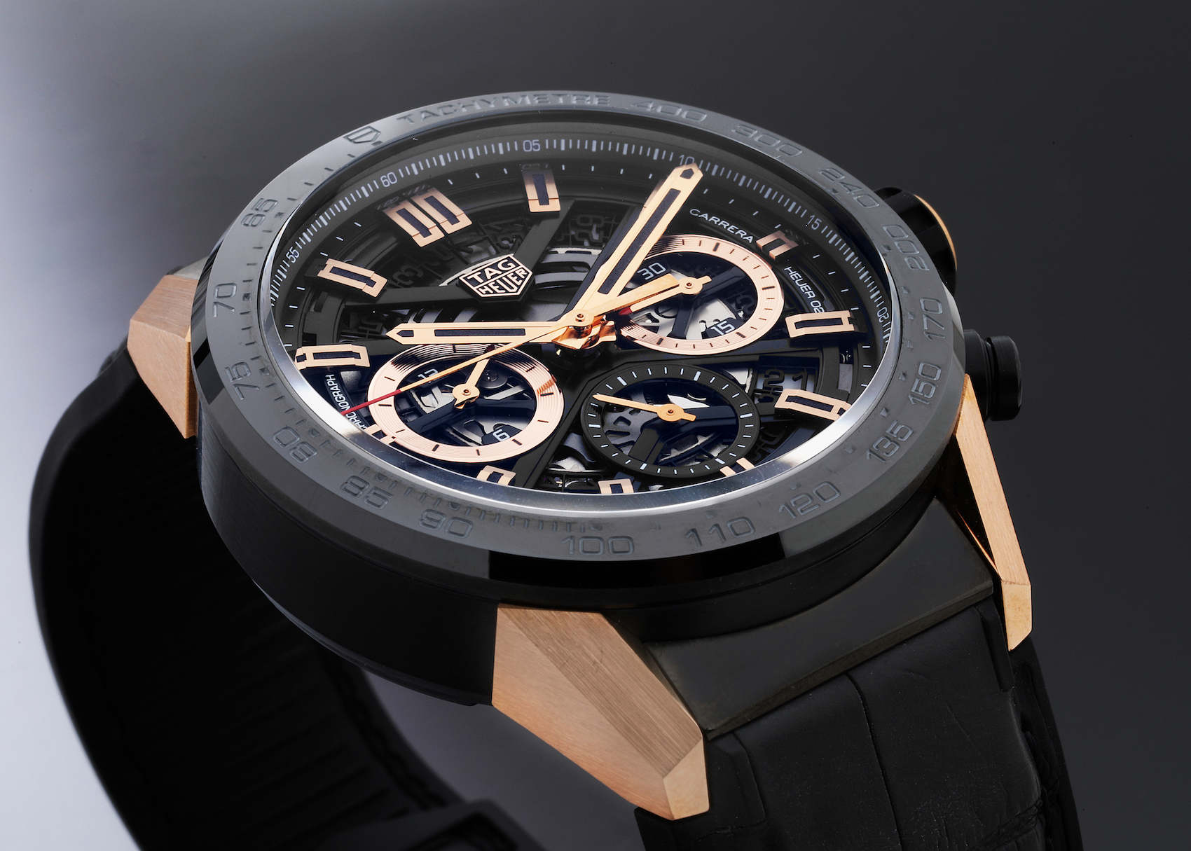 Tag Heuer Carrera Caliber Heuer 02 Rose Gold Skeleton Watch CAR2050