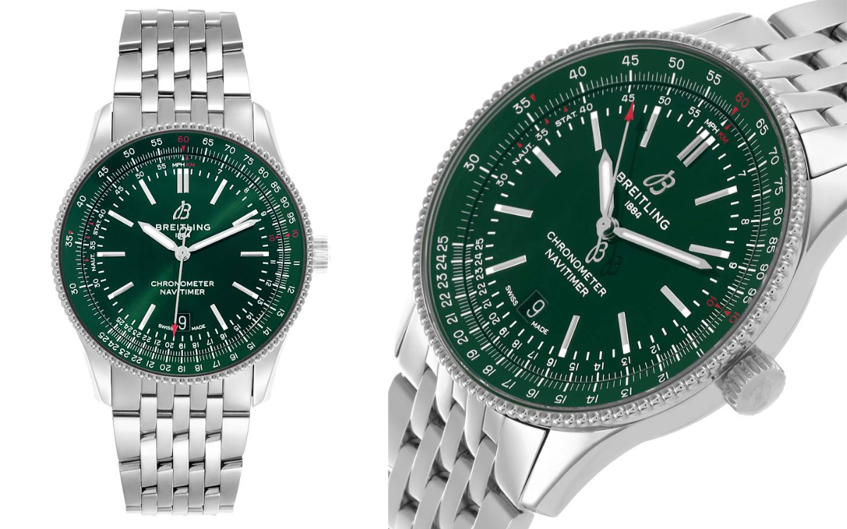 Breitling Navitimer 41 Green Dial Steel Mens Watch A17326