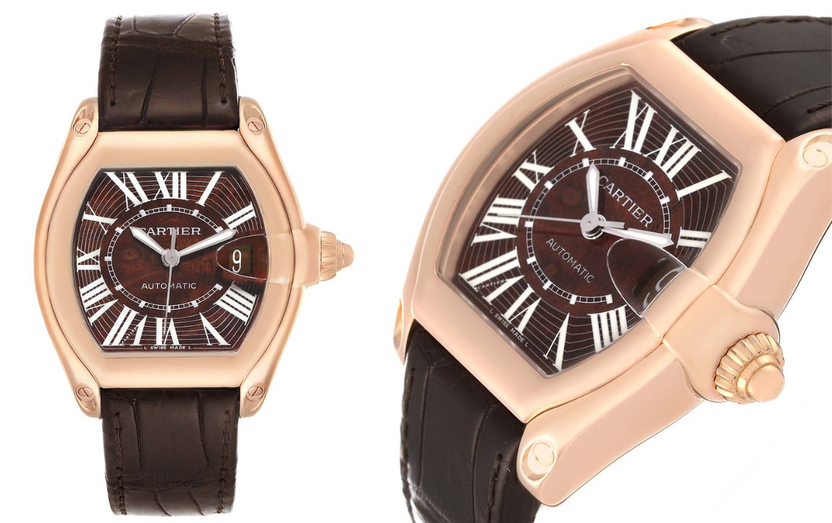 Cartier Roadster XL Rose Gold Wooden Dial Limited Edition Mens Watch W6206001