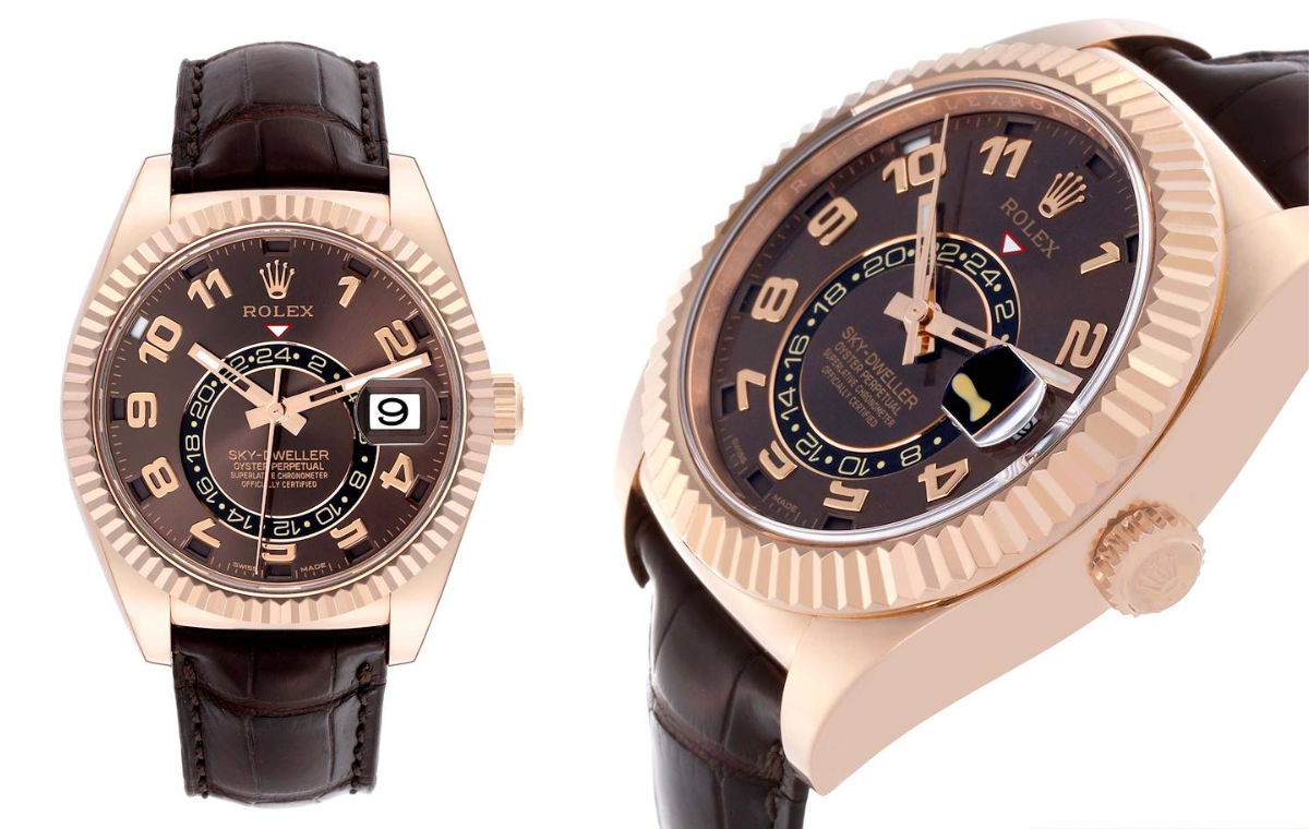 Rolex Sky-Dweller Everose Chocolate Brown Dial Rose Gold Watch 326135