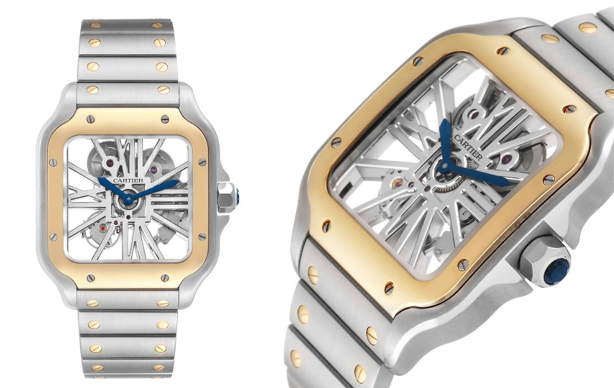 Cartier Skeleton Horloge Santos Steel Yellow Gold Watch WHSA0019