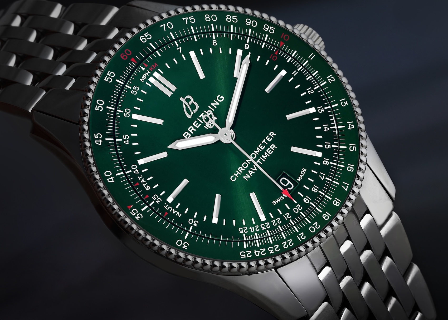 Breitling Navitimer 41 Green Dial Steel Mens Watch A17326