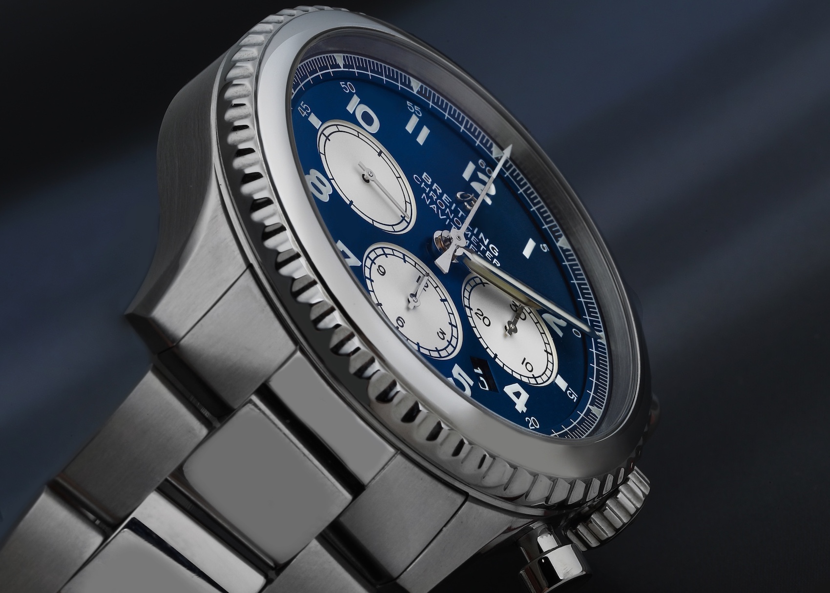 Breitling Navitimer Aviator 8 B01 Blue Dial Steel Mens Watch AB0117