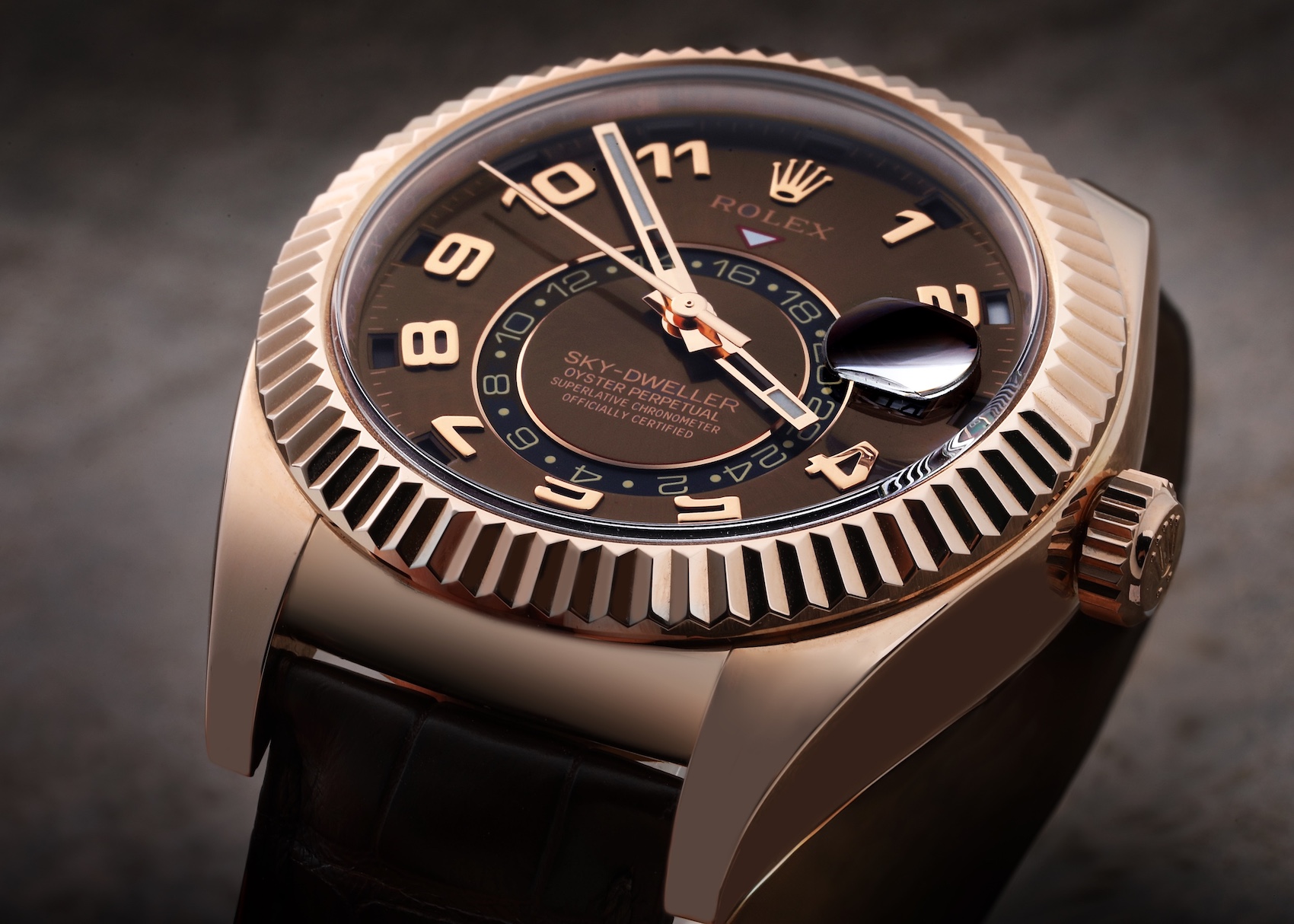 Rolex Sky-Dweller Everose Chocolate Brown Dial Rose Gold Watch 326135