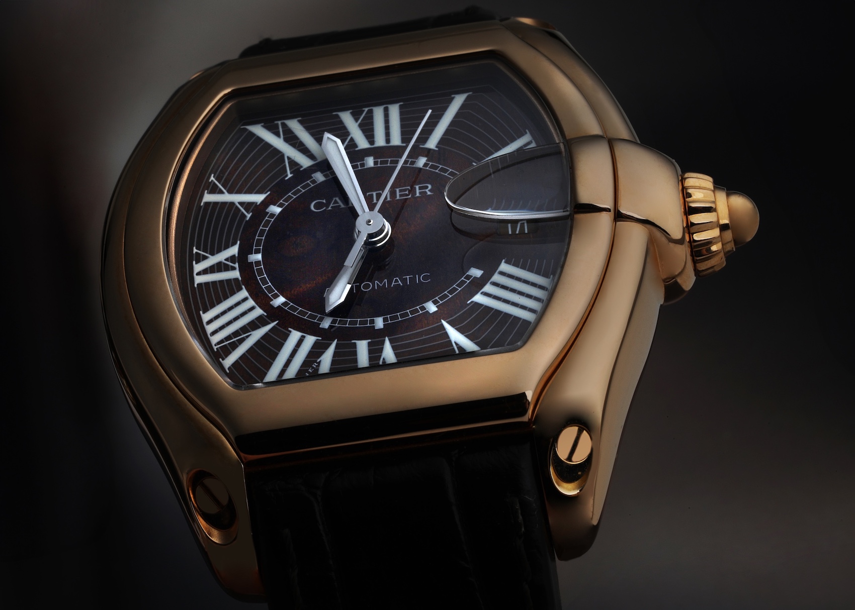 Cartier Roadster XL Rose Gold Wooden Dial Limited Edition Mens Watch W6206001