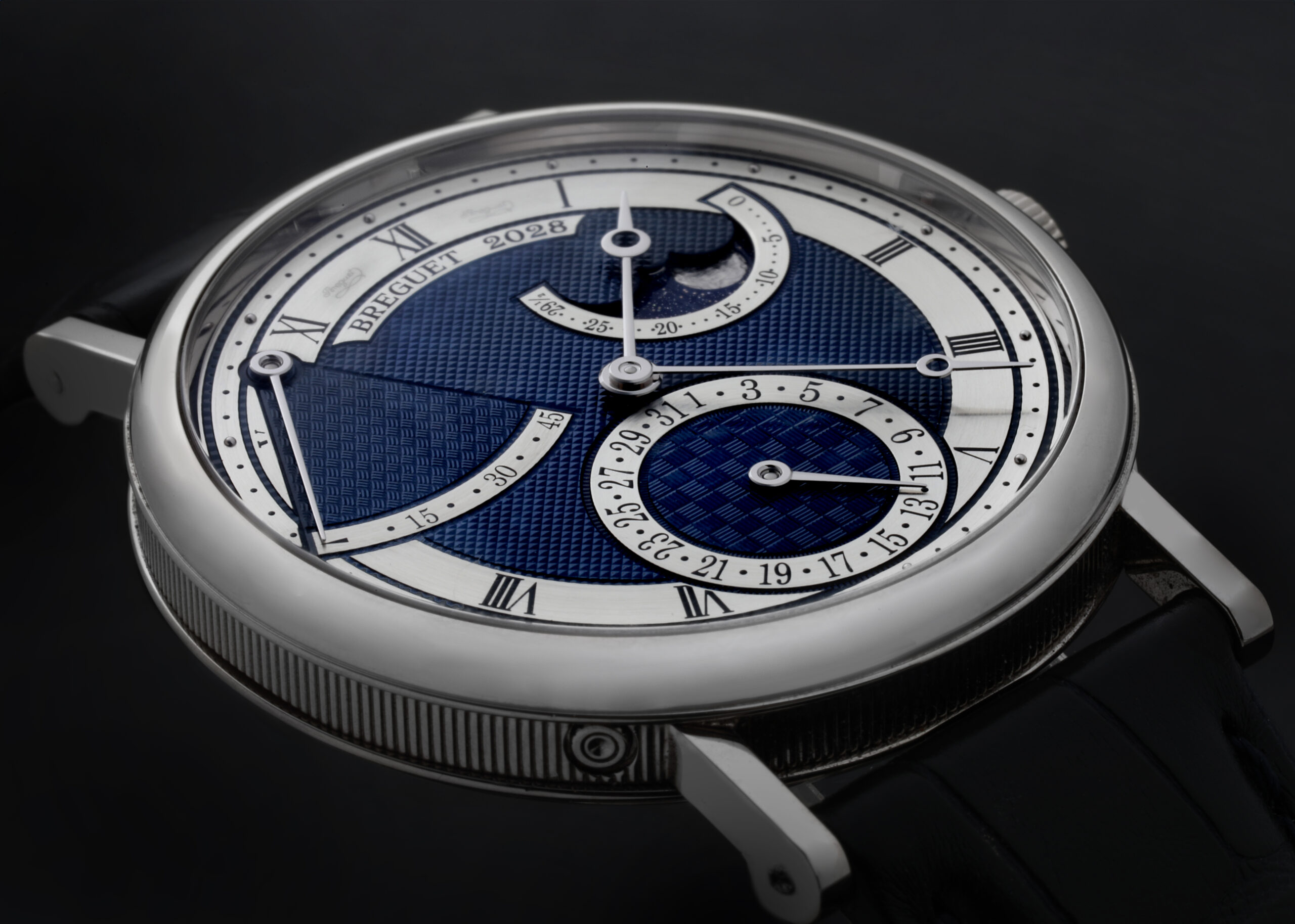 Breguet Classique White Gold Moonphase Power Reserve Mens Watch 7137