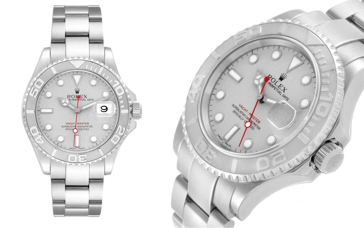 Rolex Yachtmaster Platinum Dial Bezel Steel Mens Watch 16622