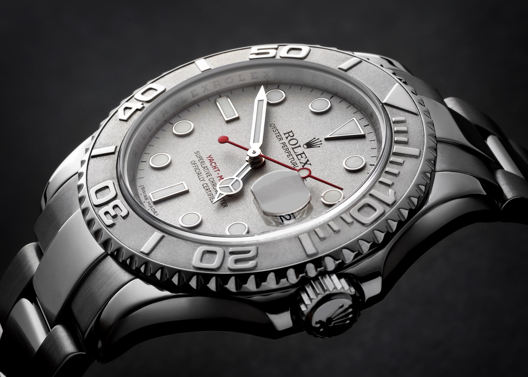 Rolex Yachtmaster Platinum Dial Bezel Steel Mens Watch 16622