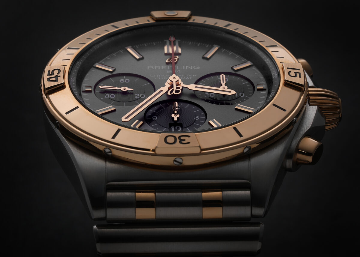 Breitling Chronomat B01 Steel Rose Gold Grey Dial Mens Watch UB0134
