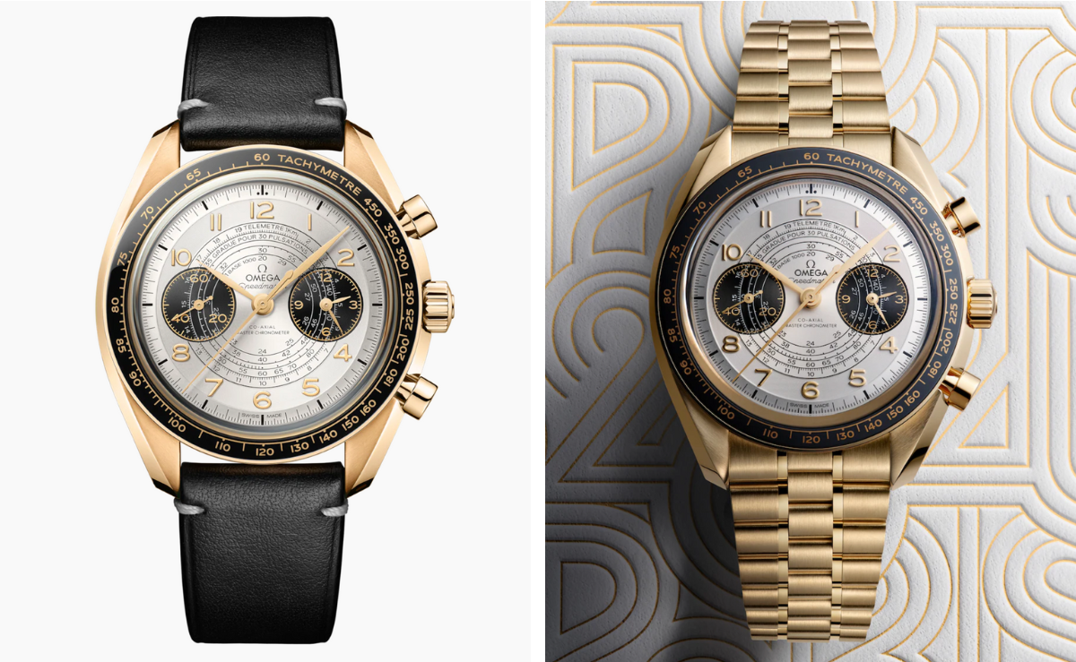 Omega Speedmaster Chronoscope Moonshine Gold Watches in Leather Strap and Gold Bracelet