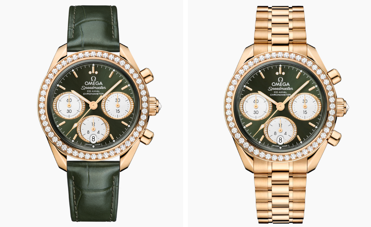 Omega Speedmaster 38 in Moonshine Gold in Leather Strap and Gold Bracelet