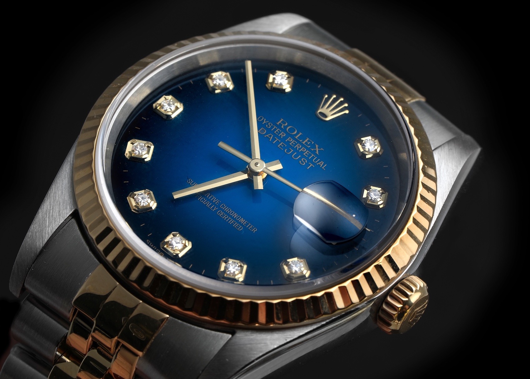 Rolex Datejust Vignette Diamond Steel Yellow Gold Mens Watch 16233