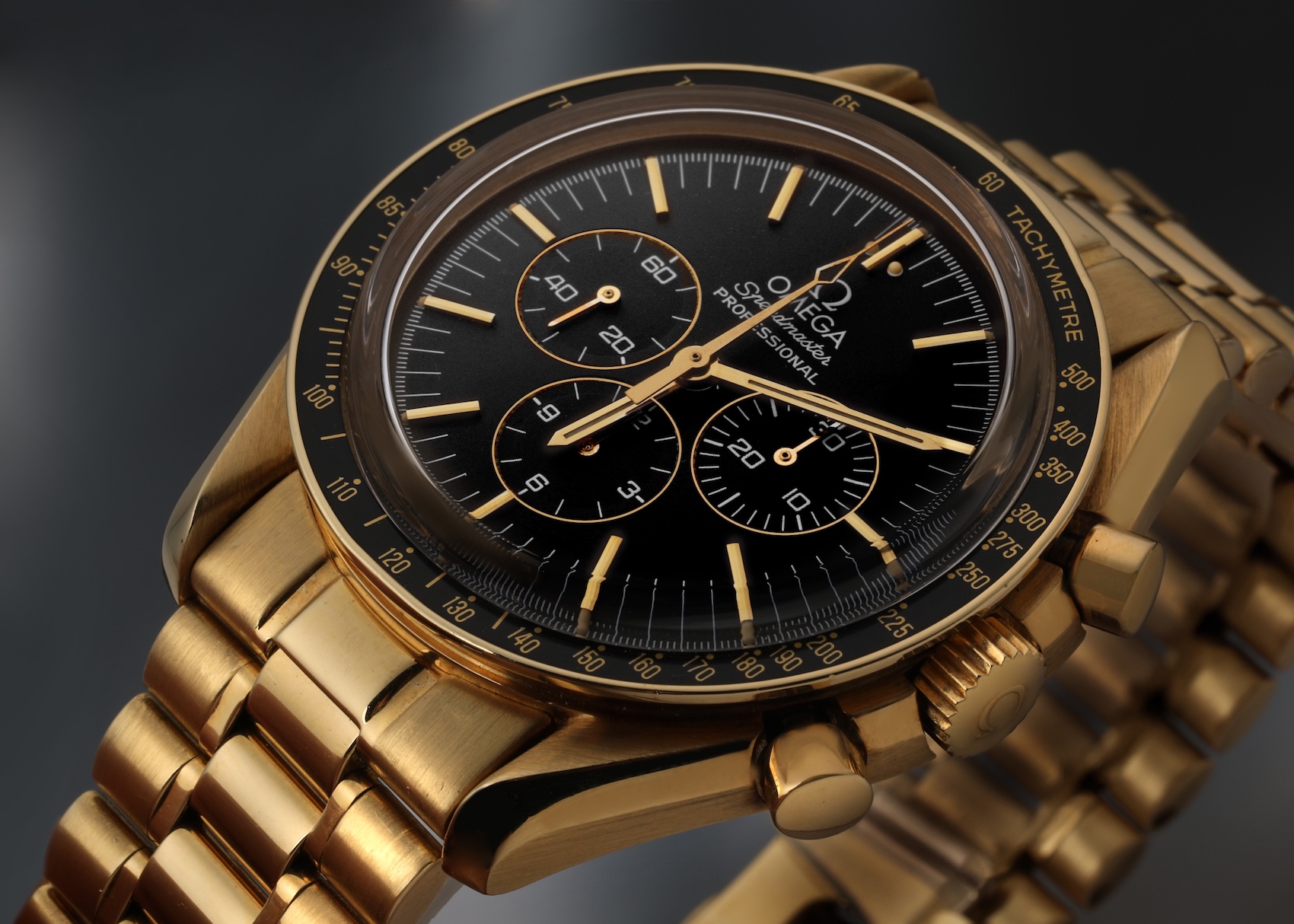 Omega Speedmaster Moonwatch Jubilee 27 CHRO C12 Yellow Gold Watch 3191.50