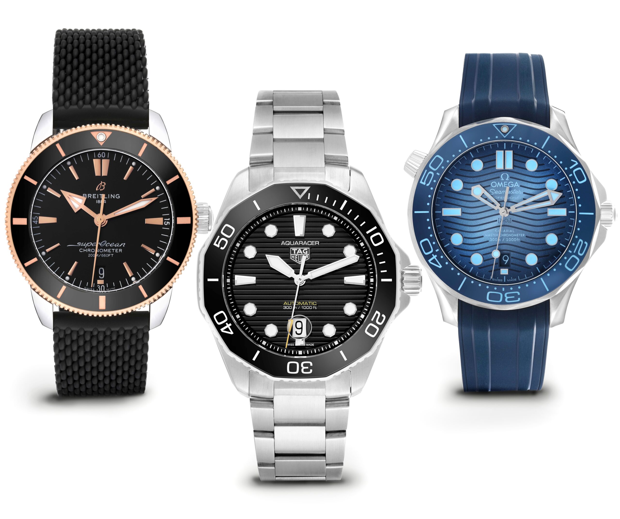 Best Dive Watches Under 5000 USD for 2025 - Omega Seamaster, TAG Heuer Aquaracer, Breitling Superocean