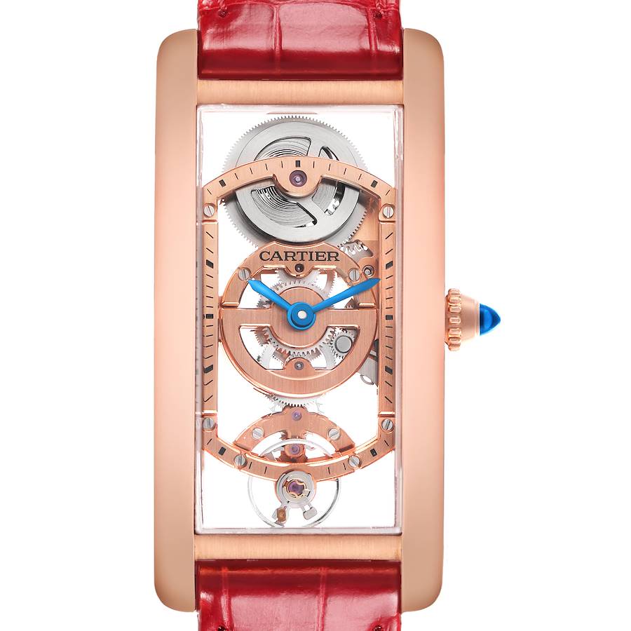Cartier Tank Cintrée Skeleton Rose Gold Mens Watch WHTA0008