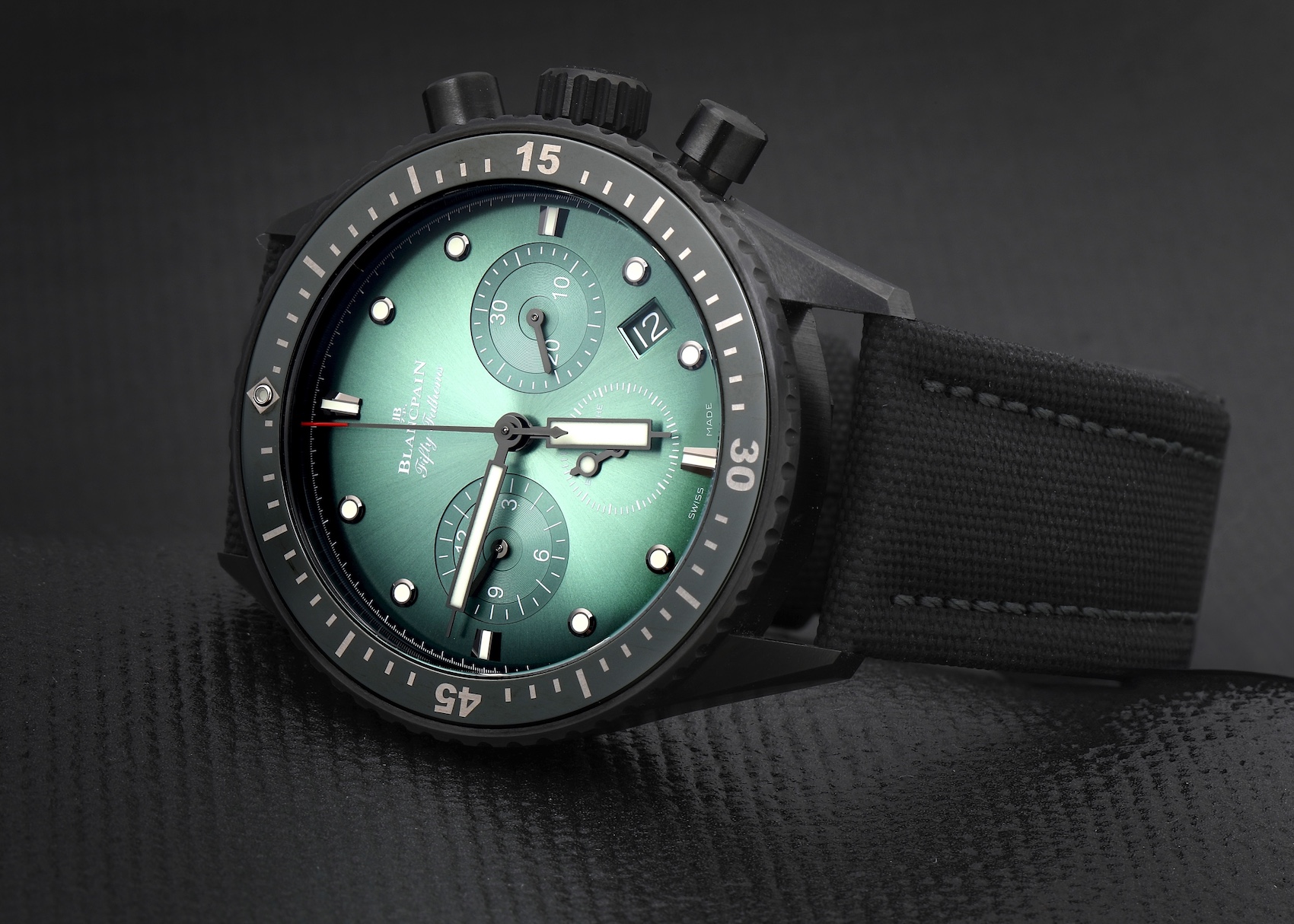 Blancpain Fifty Fathoms Bathyscaphe Green Dial Ceramic Mens Watch 5200