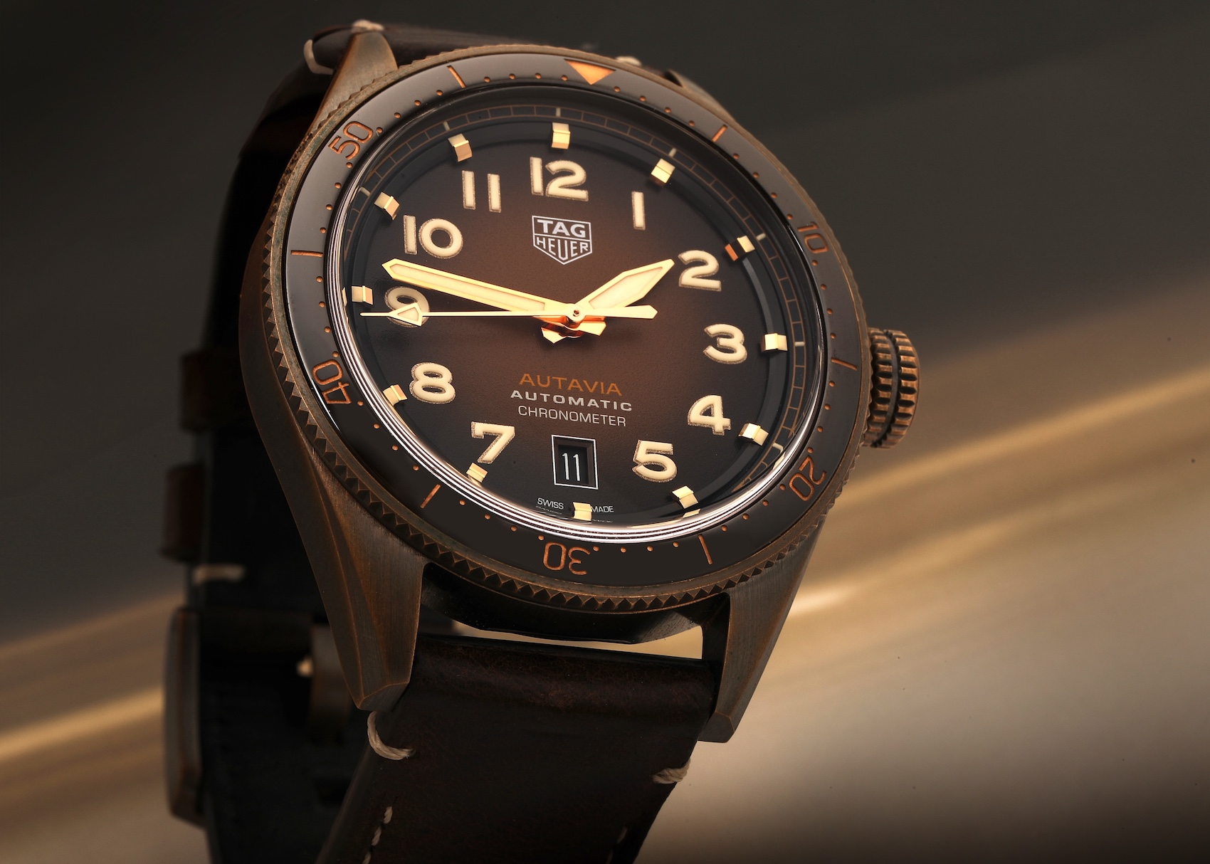 Tag Heuer Autavia Calibre 5 Brown Dial Bronze Mens Watch WBE5191