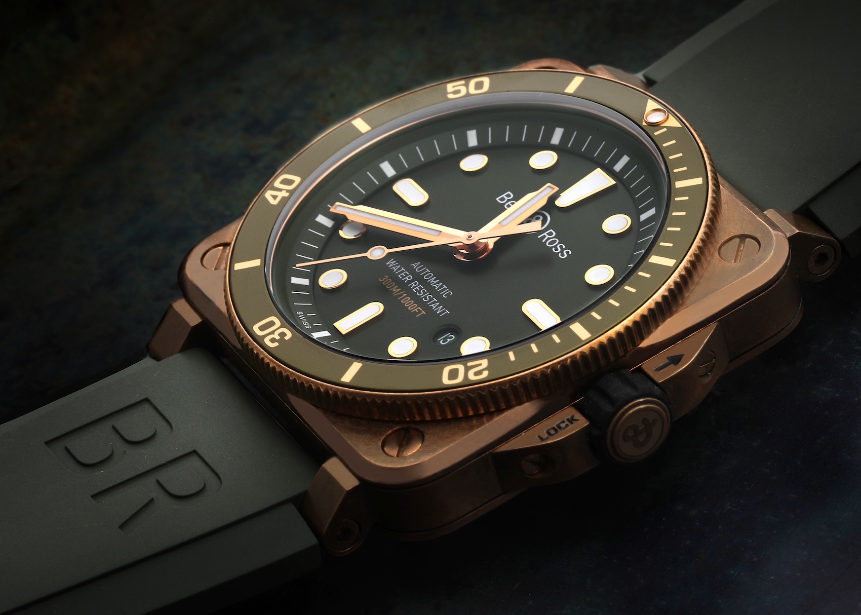 Bell & Ross Diver Silver Dial Automatic Bronze Mens Watch BR03-92