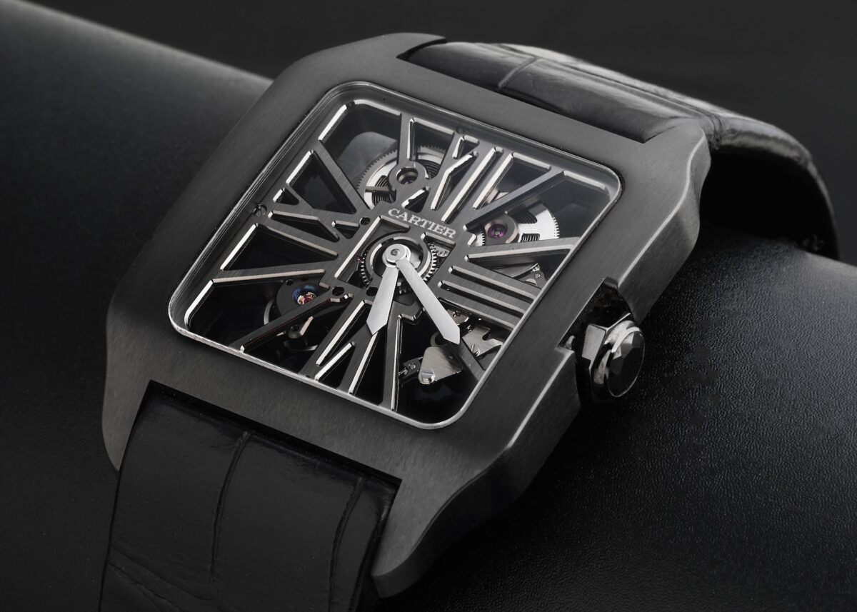 Cartier Santos Dumont Skeleton Dial Black Titanium Watch W2020052