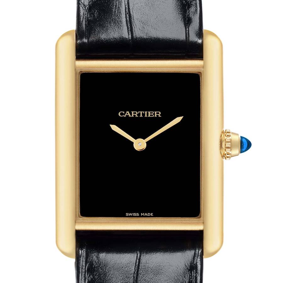 Cartier Tank Louis Large Yellow Gold Black Dial Mens Watch WGTA0091