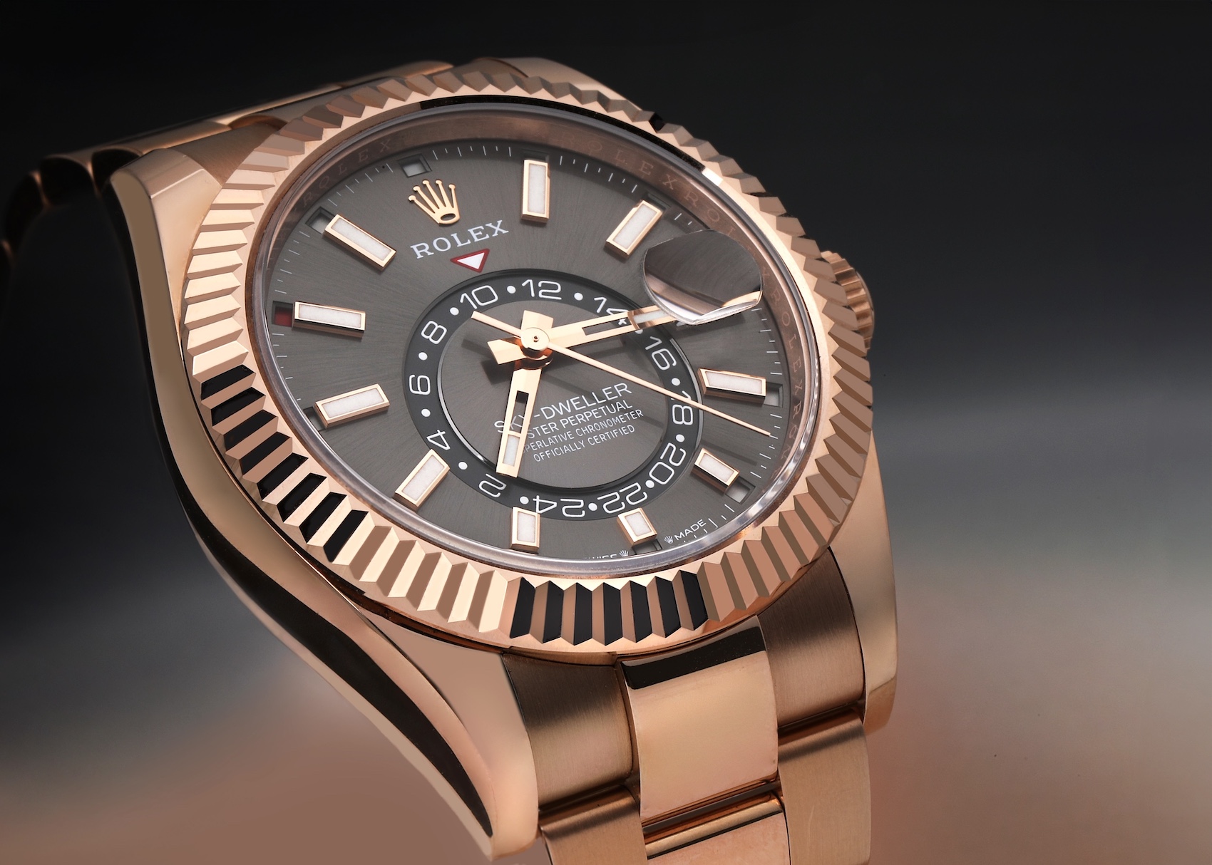 Rolex Sky-Dweller Rose Gold Slate Dial Mens Watch 336935