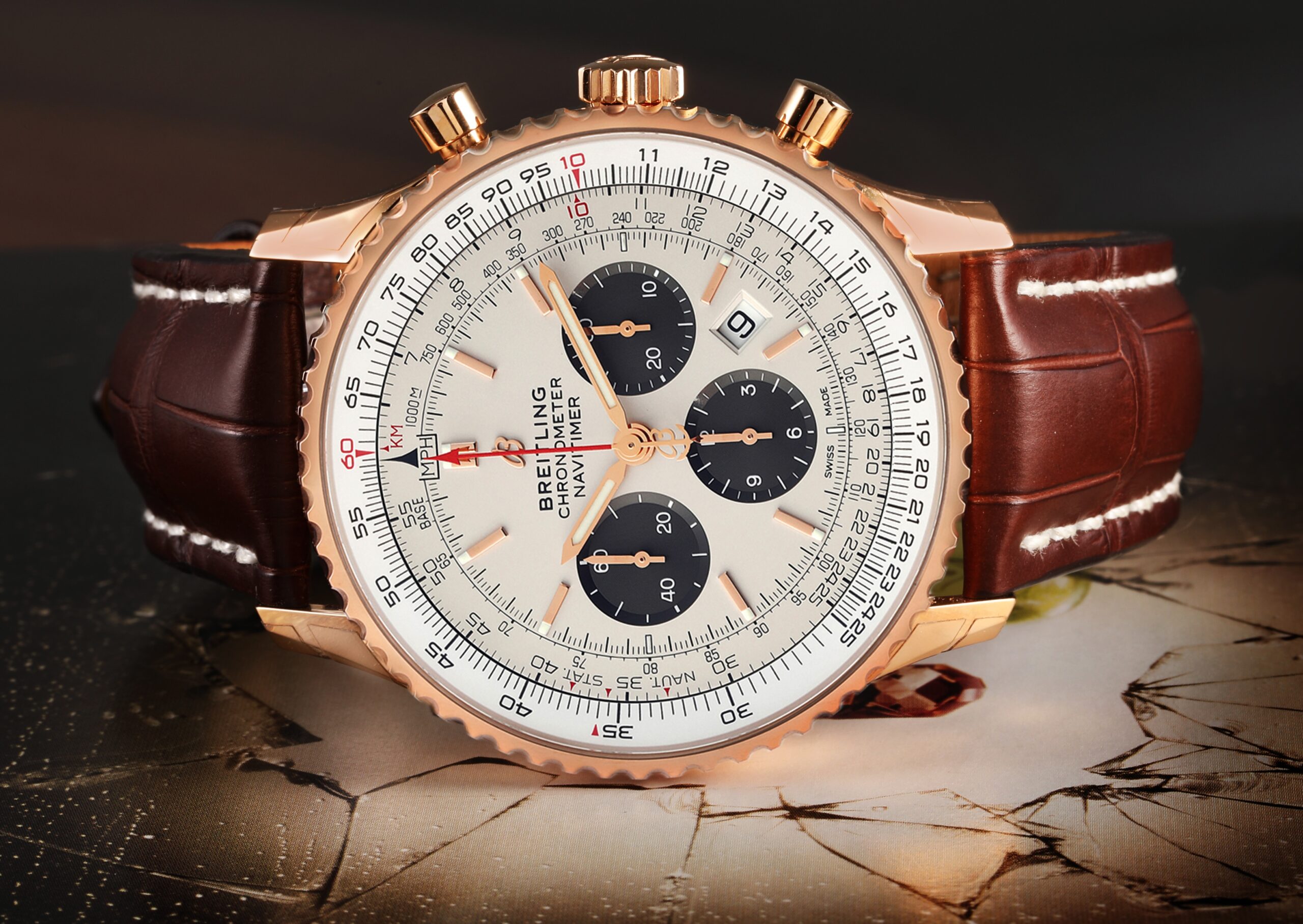 Breitling Navitimer Rose Gold Limited Edition Mens Watch RB0127