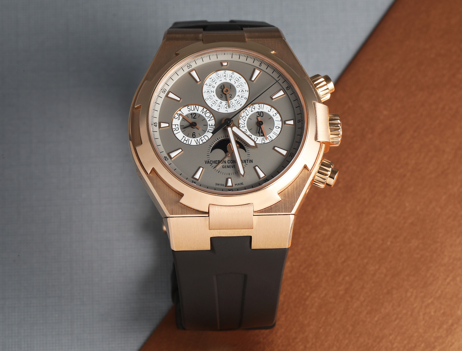 Vacheron Constantin Overseas Perpetual Calendar Rose Gold Mens Watch 49020