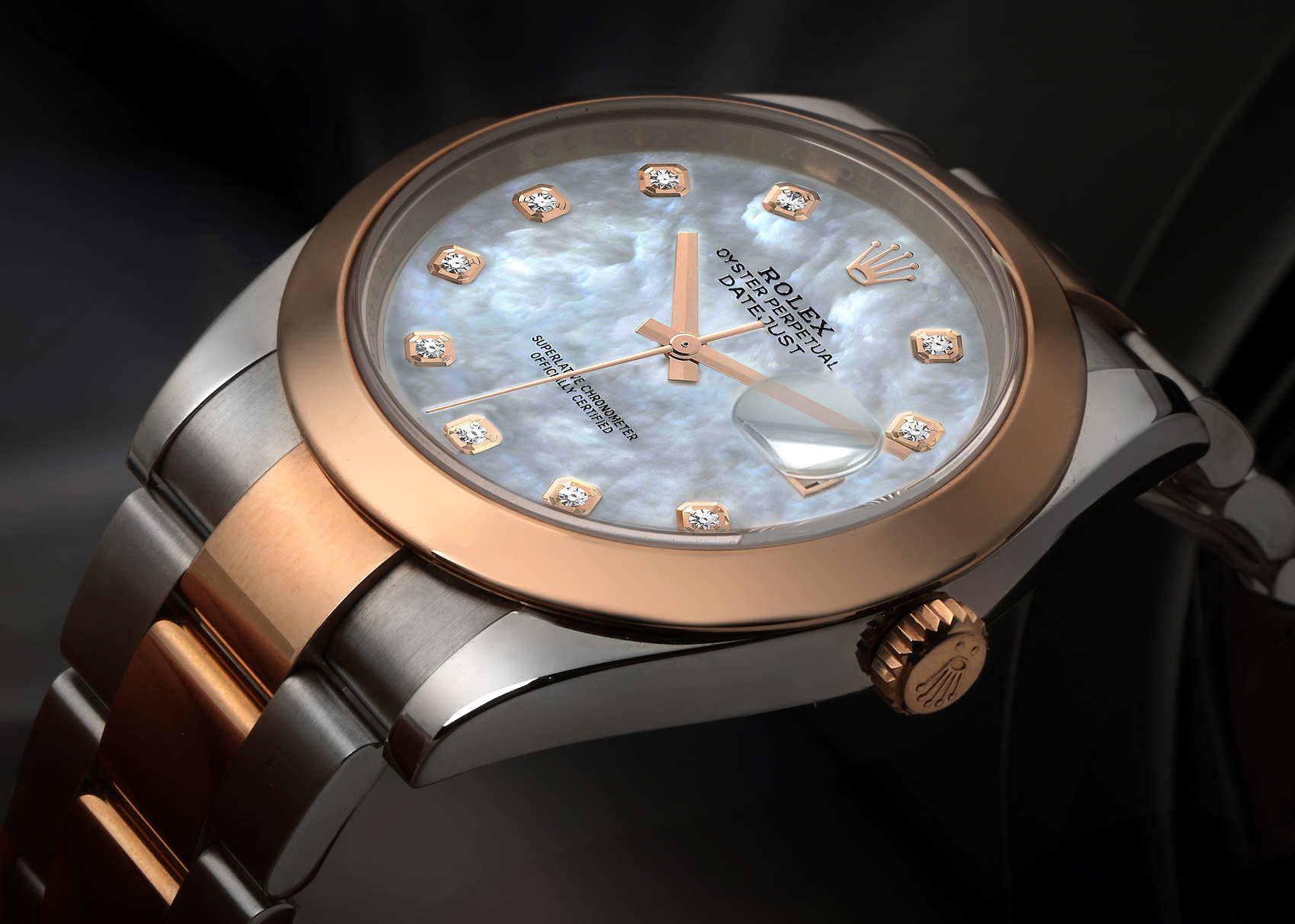 Rolex Datejust 41 Steel Rose Gold Mother of Pearl Diamond Dial Mens Watch 126301