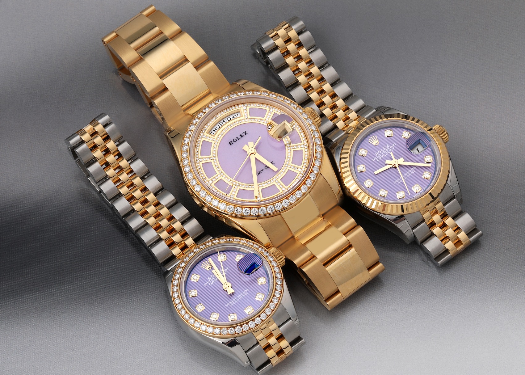 Rolex Day-Date and Datejust Purple Dial Watches