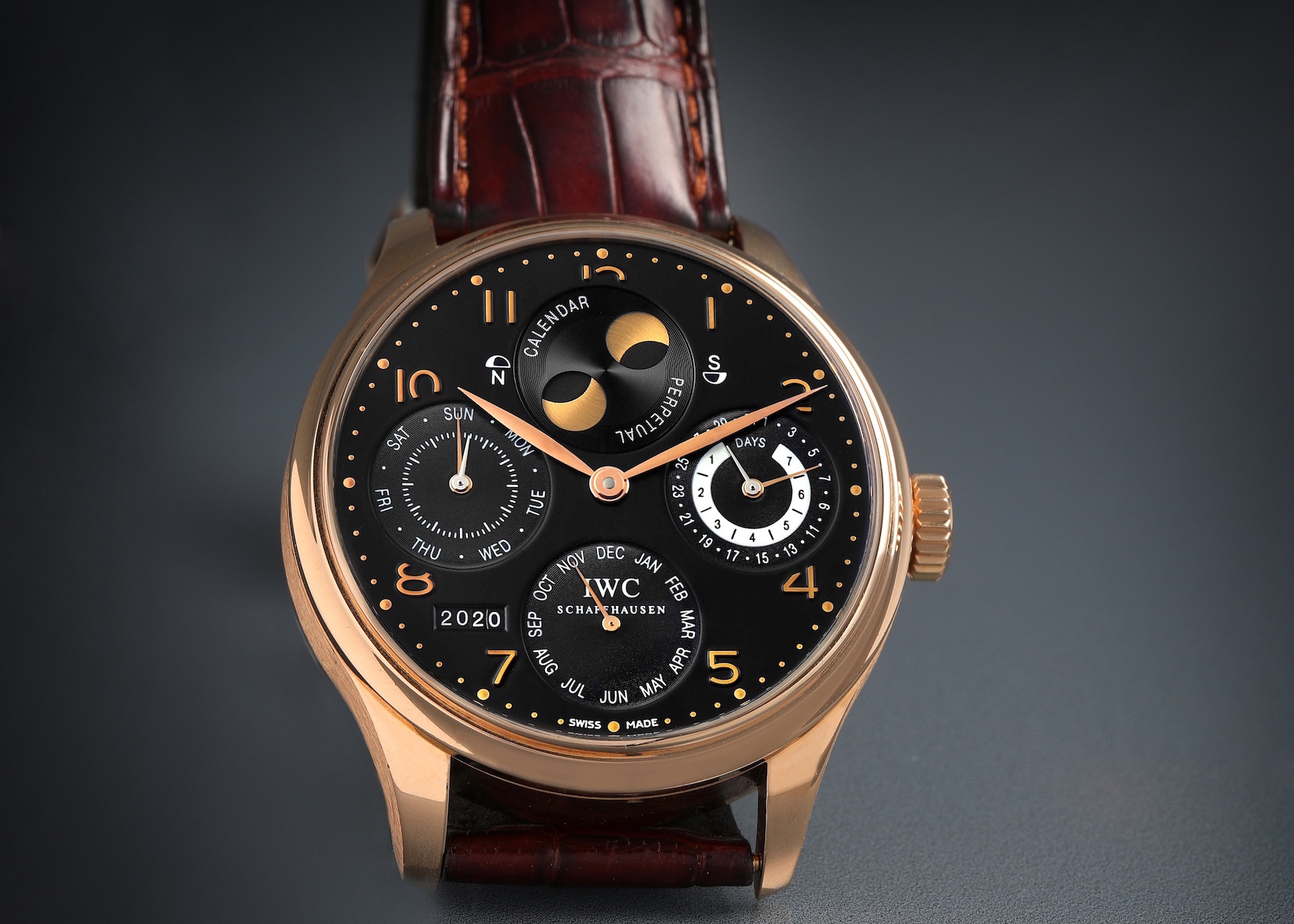 IWC Portuguese Perpetual Calendar Moonphase Rose Gold Mens Watch IW502103