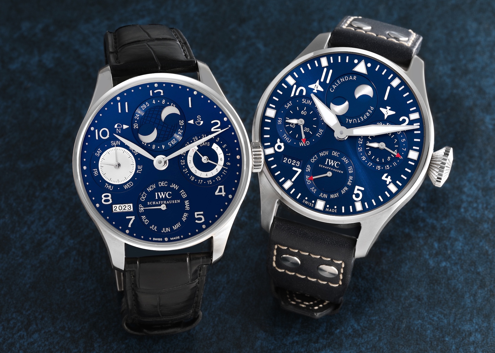 IWC Portuguese Perpetual Calendar Blue Dial White Gold Mens Watch IW503203