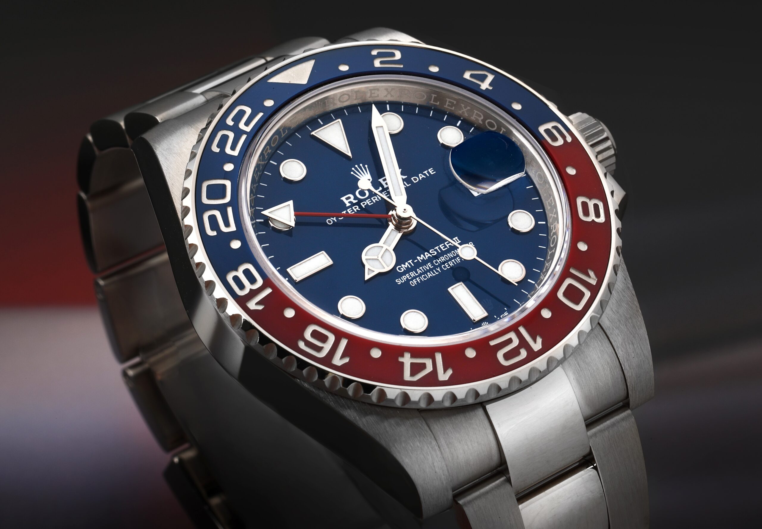 Blue Rolex Watches - Rolex GMT Master II White Gold Pepsi Bezel Blue Dial Mens Watch 126719