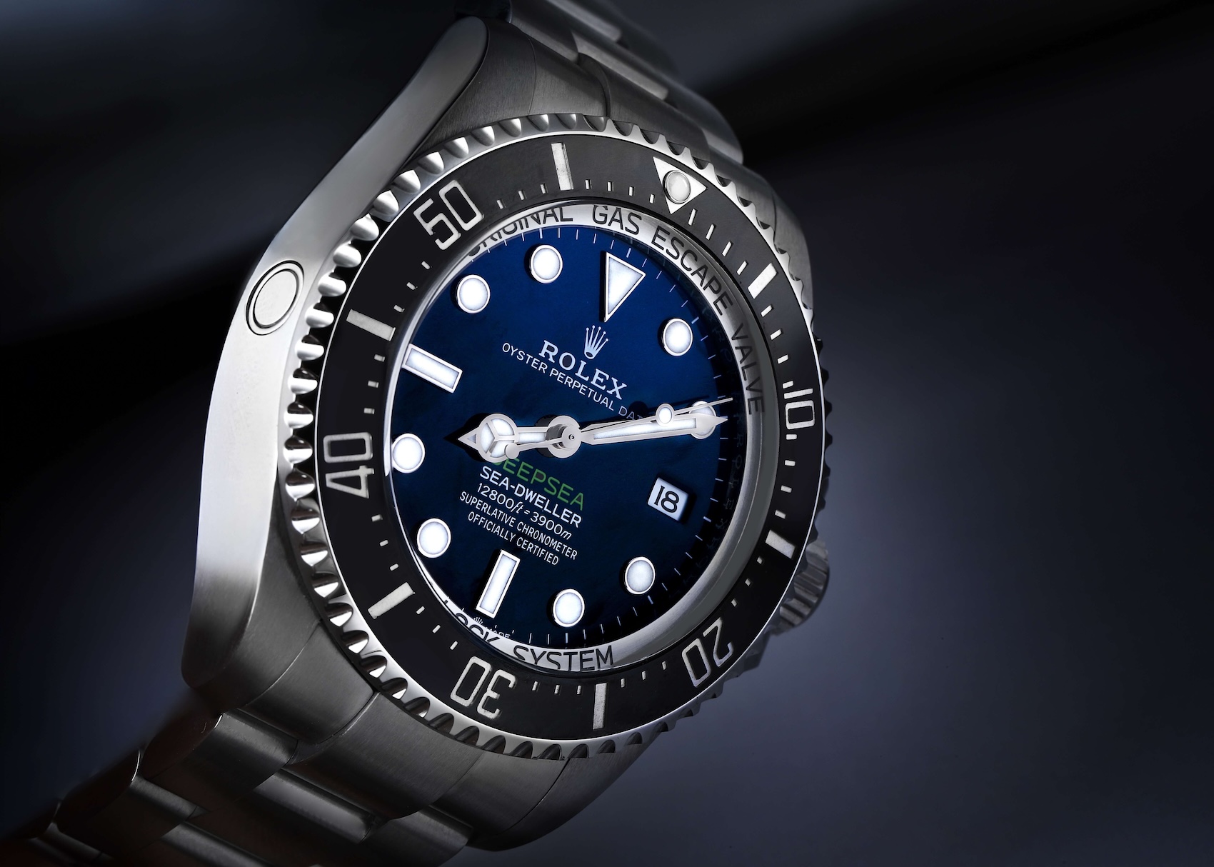 Rolex Deepsea with blue-to-black gradient dial.