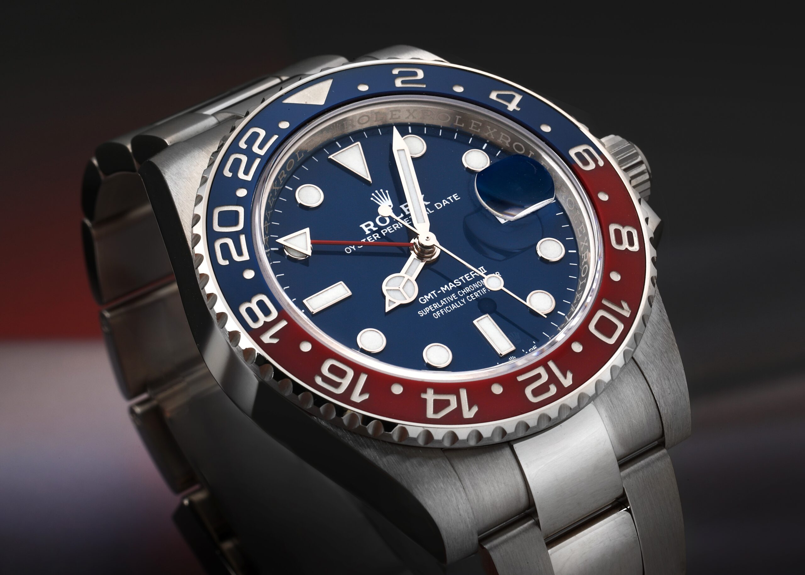 The discontinued 18k white gold Rolex Submariner Date reference 126619LB, known as the Cookie Monster, with a black dial and blue Cerachrom bezel.